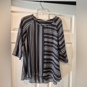 Striped Black and White Women's Top